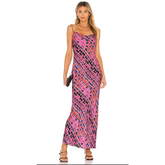 NWT Rhode Resort Pink Jemima Purple Dots Maxi Sheer Dress Size 4 - Picture 1 of 8